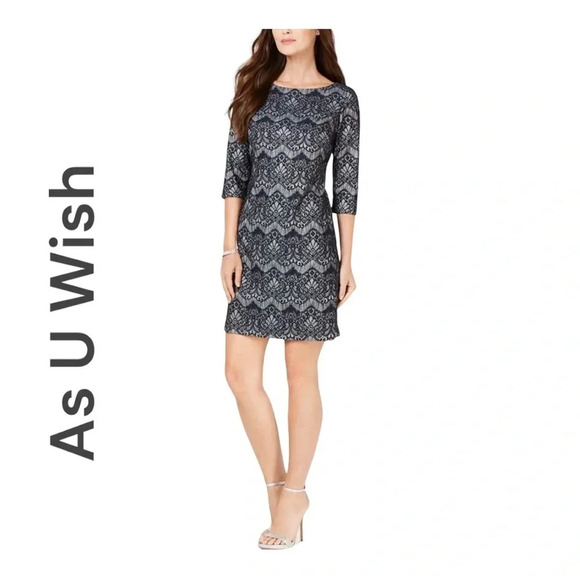 As U‎ Wish Black Lace Mini Dress - Picture 1 of 5